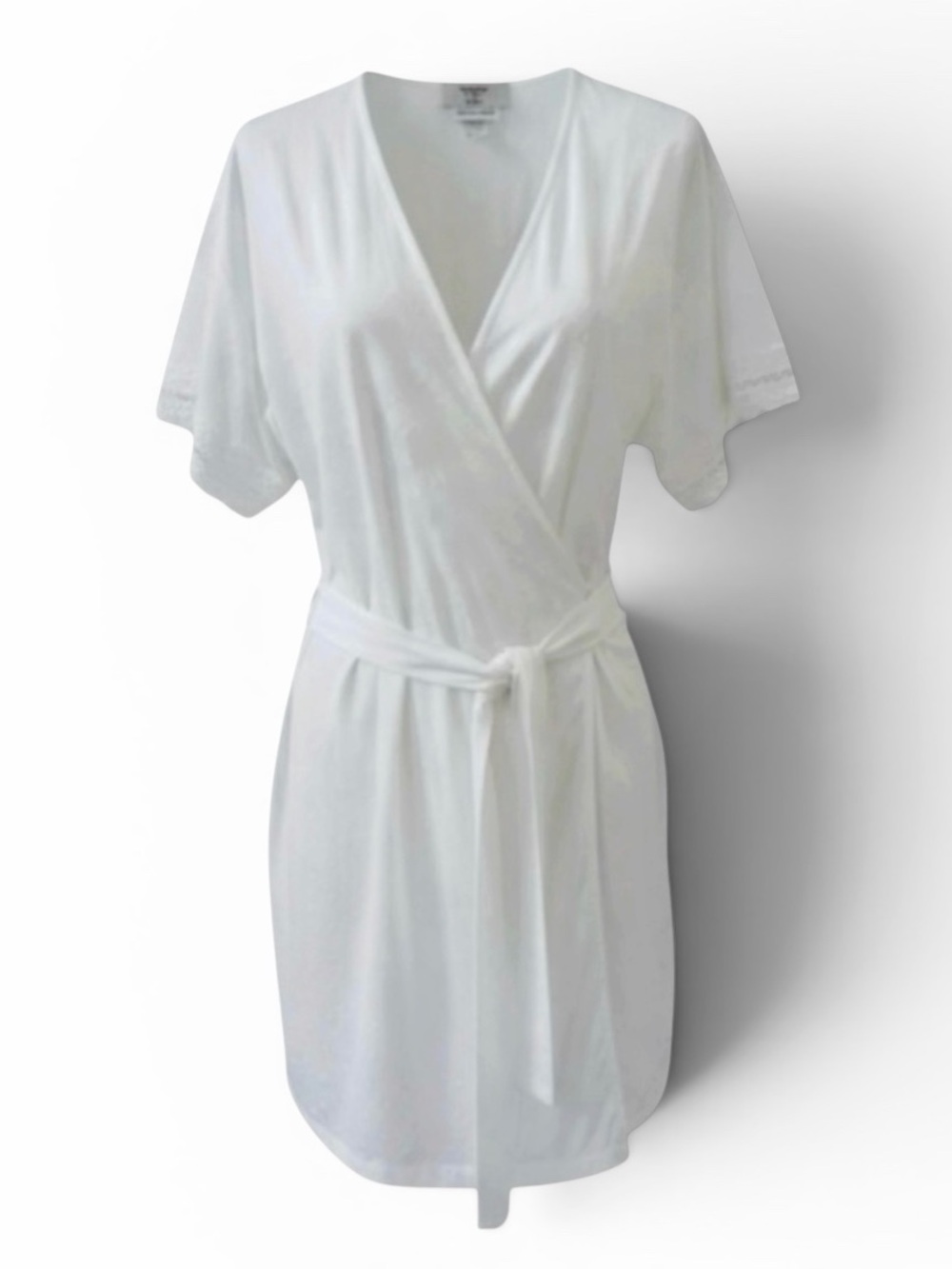 Valentino Intimo White Short Sleeve Robe with Lace Trim Size Medium